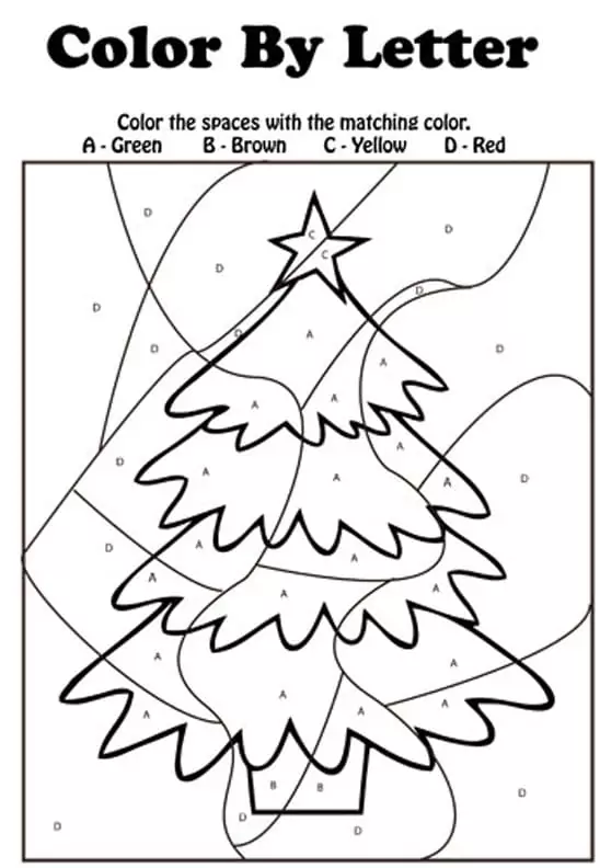 Christmas Color by Letters Coloring Page - Free Printable Coloring ...
