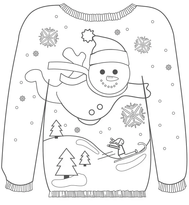 Christmas Sweater with Snowman Färbung Seite - Kostenlose druckbare ...