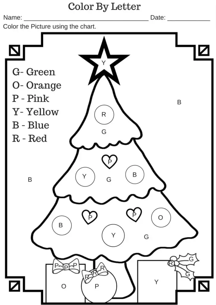 Christmas Tree Color by Letters