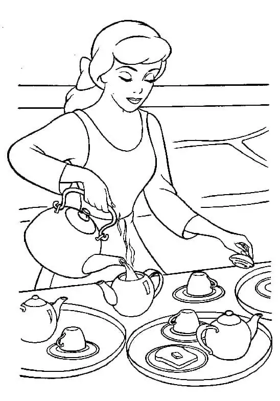 Cinderella Making Tea