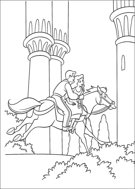 Cinderella and Prince on Horse
