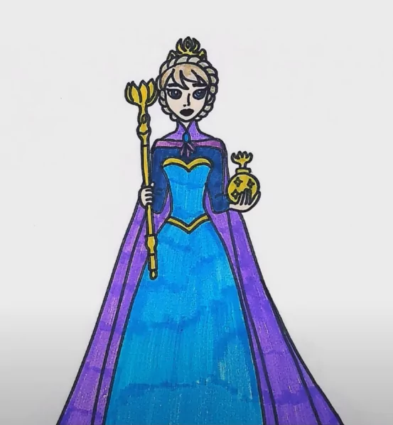 Colored Anna from Frozen Coloring Page