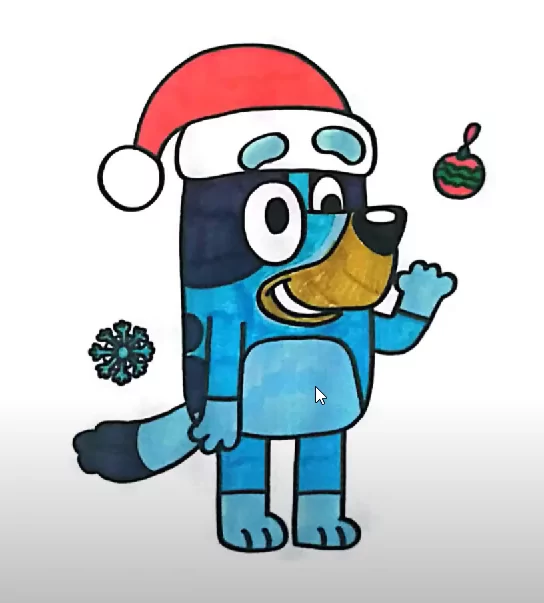 Colored Bluey Christmas Coloring Page