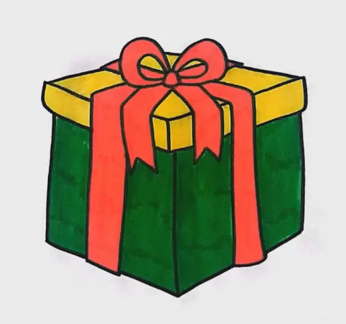Colored Christmas Present Coloring Page