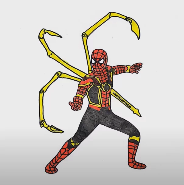 Colored Iron Spider Coloring Page