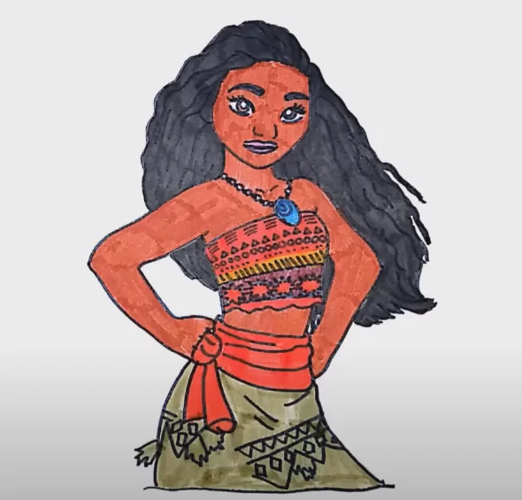 Colored Moana Coloring Page