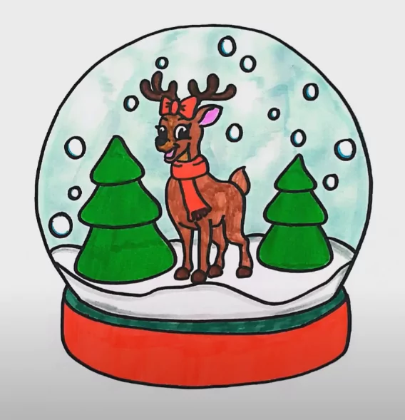 Colored Reindeer Christmas Coloring Page