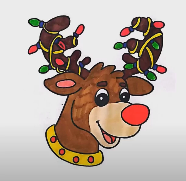 Colored Reindeer Coloring Page