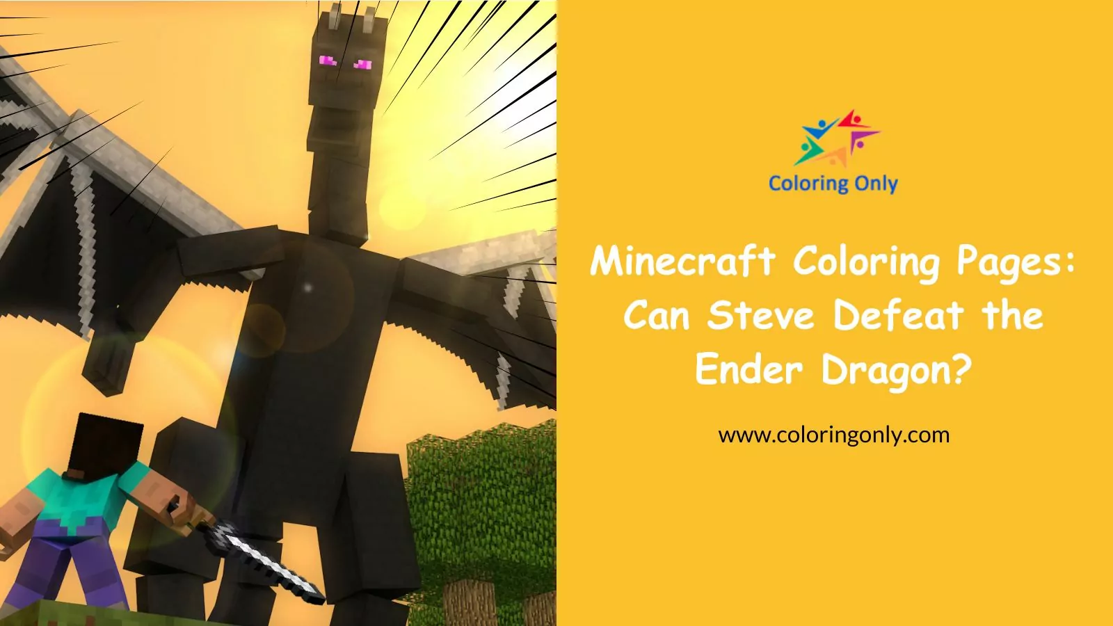 Minecraft Coloring Pages: Can Steve Defeat the Ender Dragon?