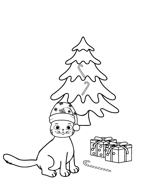 Niedliche Katze mit Weihnachtsmütze