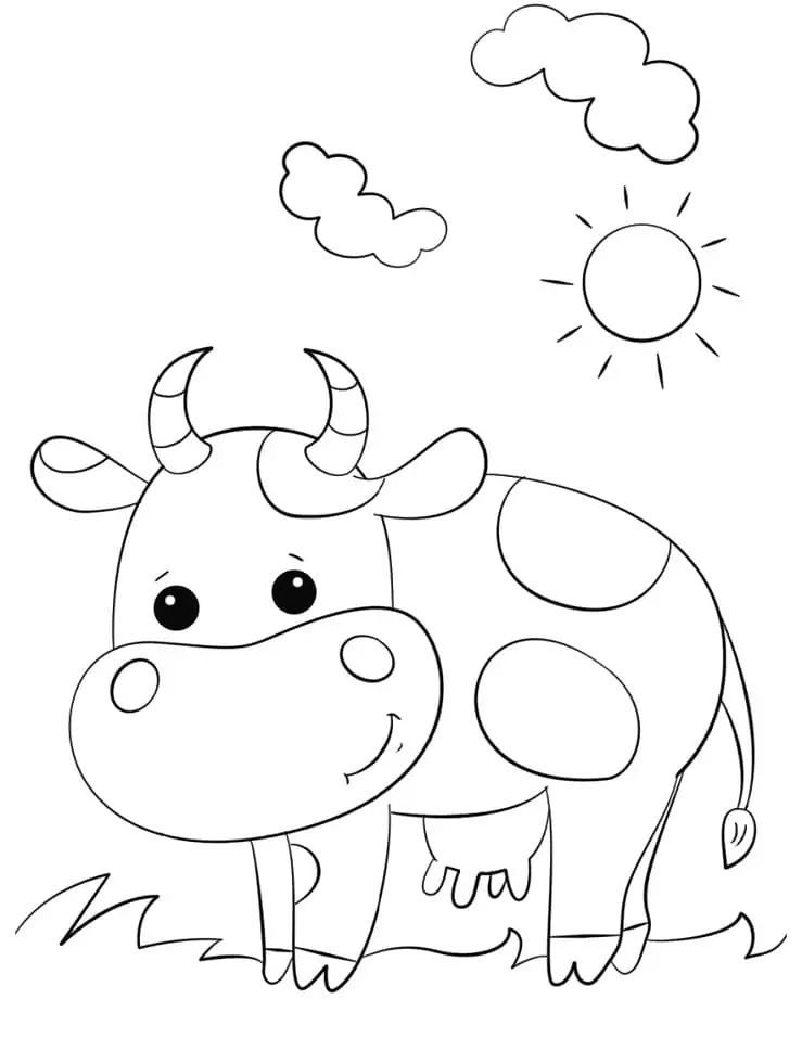 Cute Cow Coloring Page - Free Printable Coloring Pages for Kids