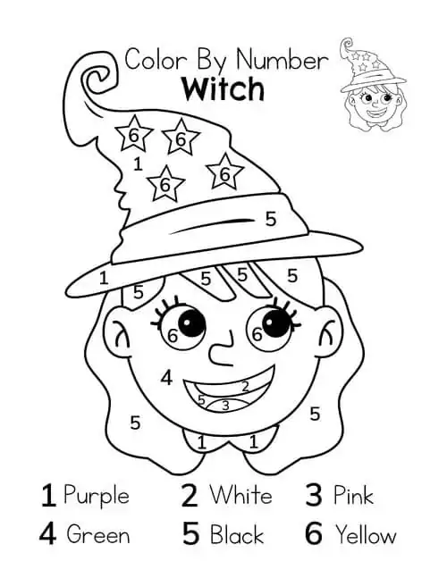 Cute Witch Color by Number