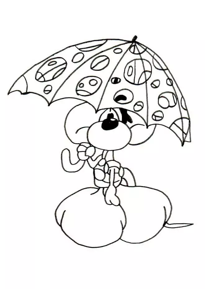 Diddl mit Regenschirm