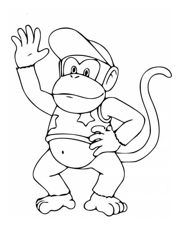 Diddy Kong winkt mit der Hand