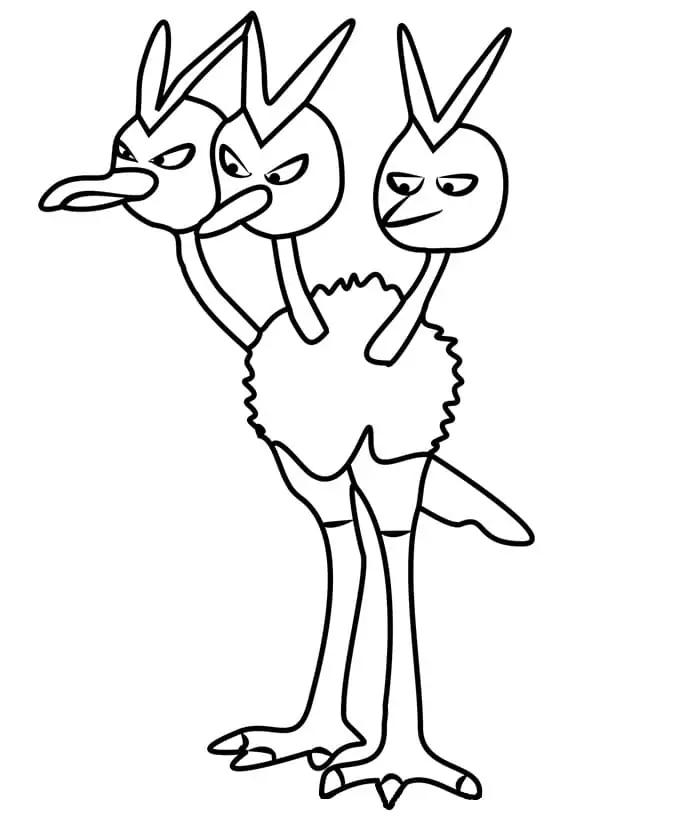 Alolan Dodrio Coloring Page - Free Printable Coloring Pages for Kids