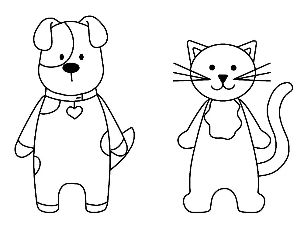 Dog and Cat to Color