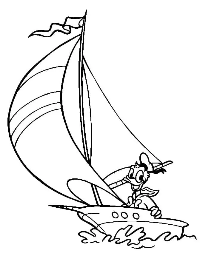 Donald Duck On A Sailboat