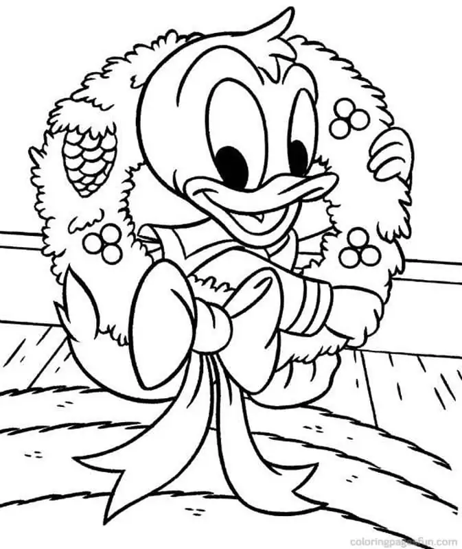 Donald Duck with Christmas Wreath
