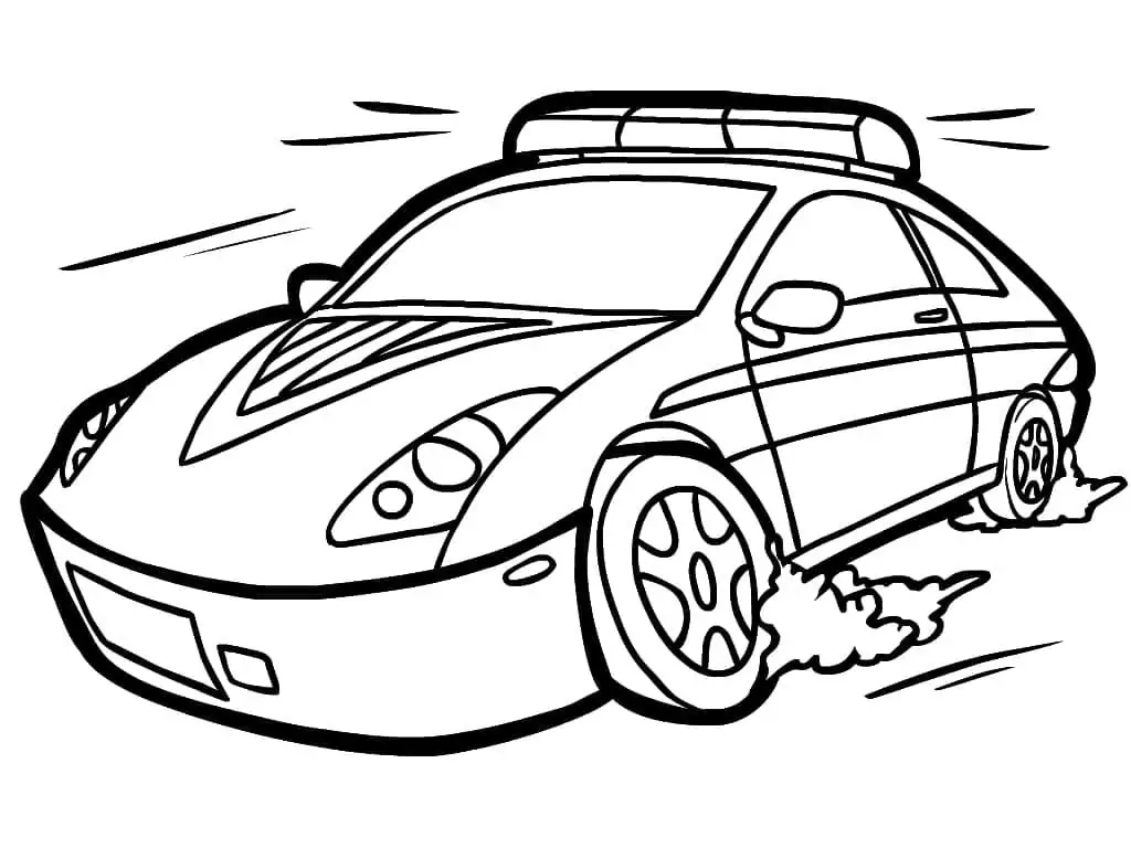 Driving Police Car - Coloring Pages