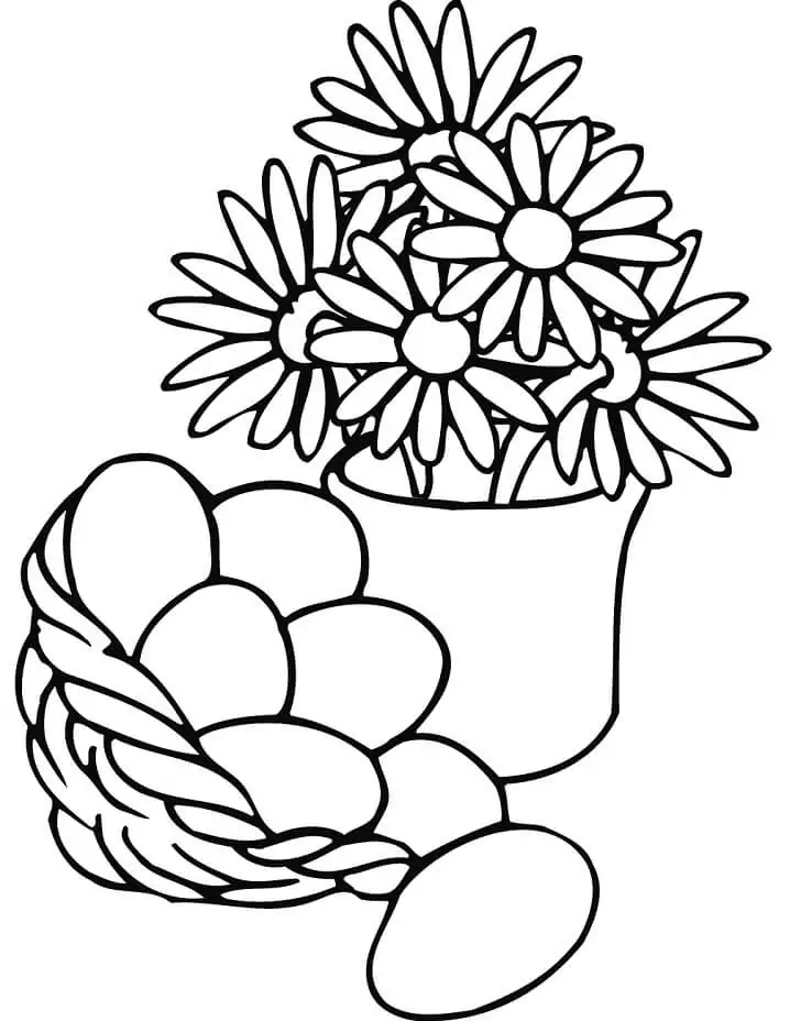 Easter Basket and Flowers Vase