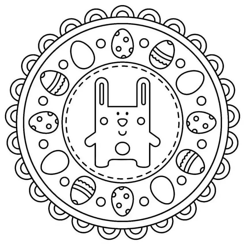 Easter Mandala with Cute Rabbit