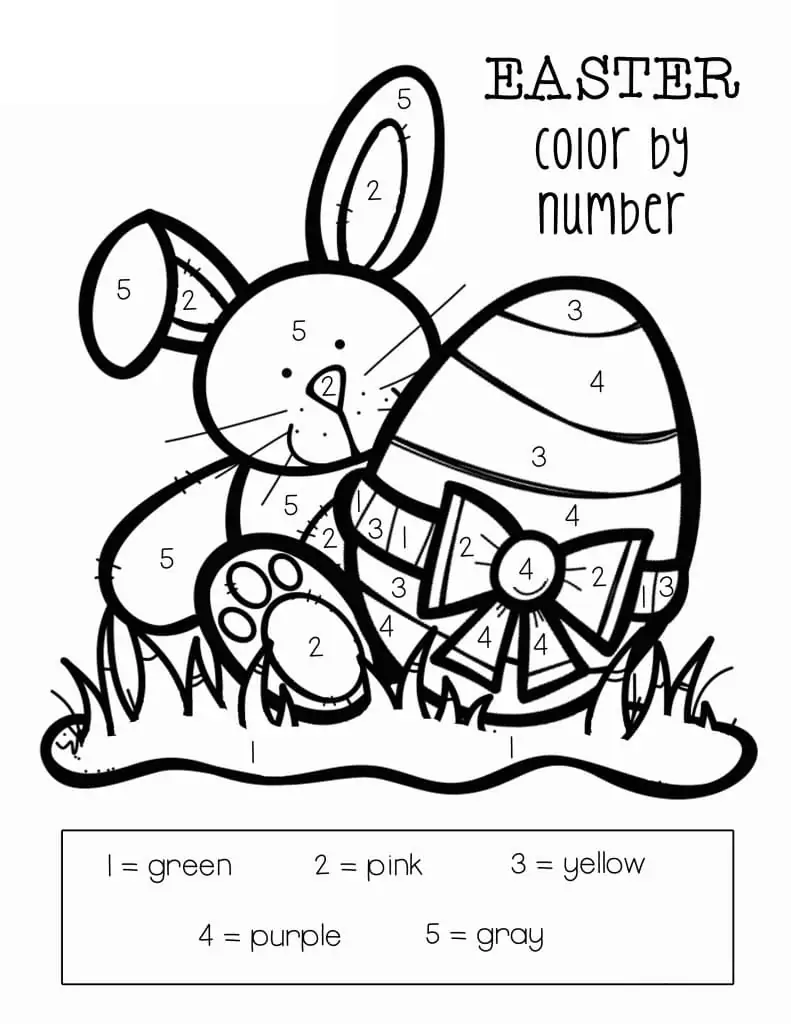 Easter Rabbit and Egg Color by Number