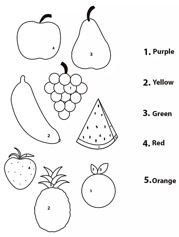 Easy Fruits Color by Number