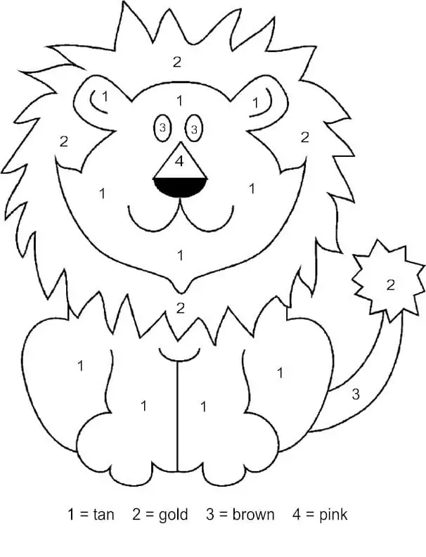 Easy Lion Color by Number