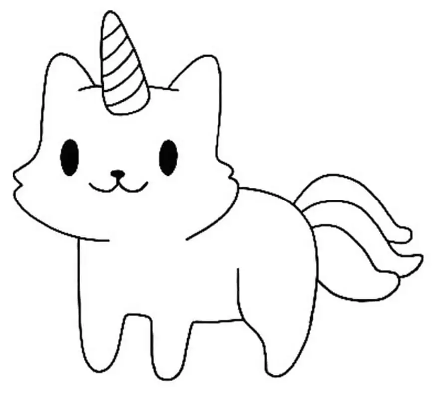 Easy Unicorn Cat - Coloring Pages