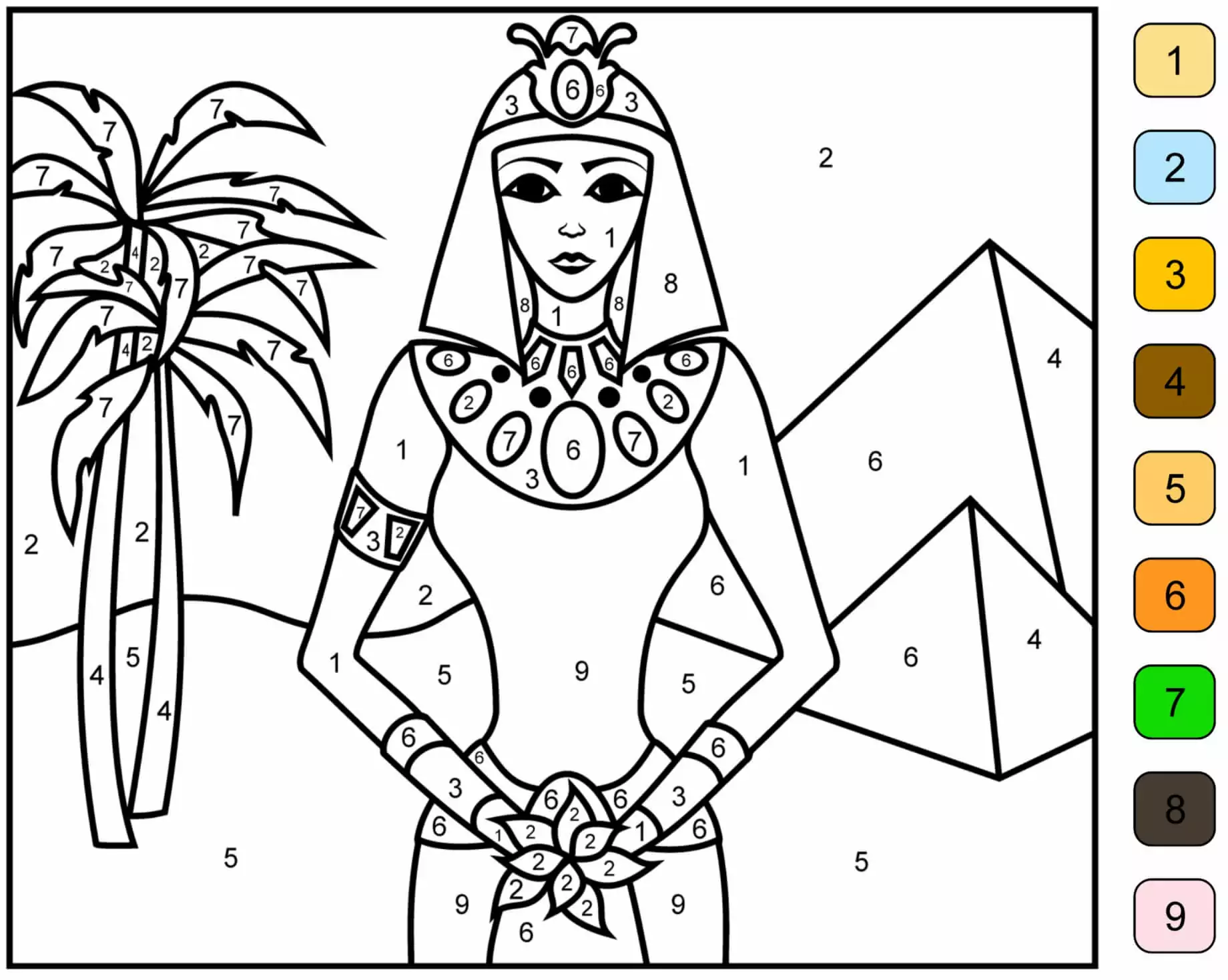Egypt Princess Color by Number