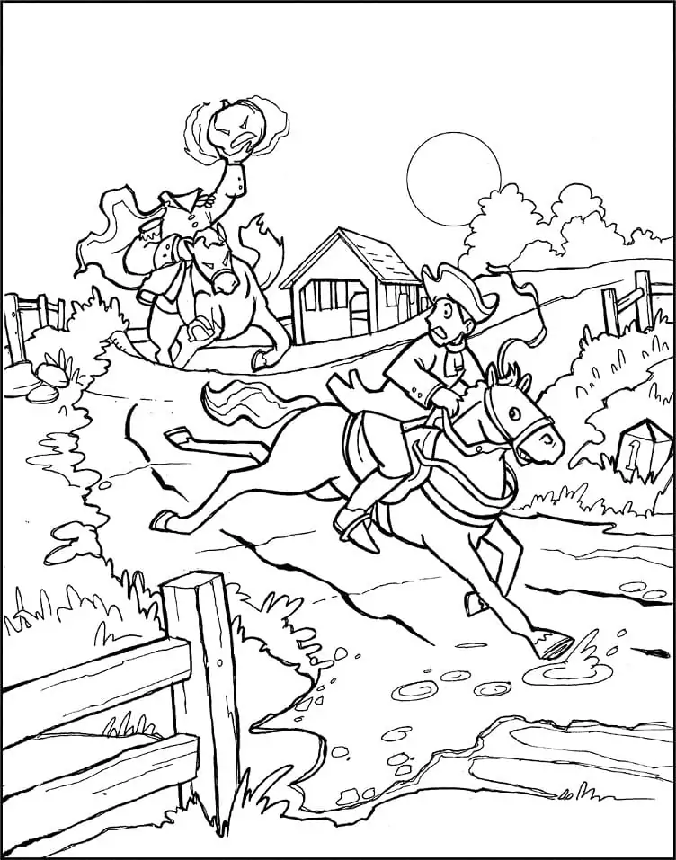 Halloween Headless Horseman 2 Coloring Page - Free Printable Coloring ...