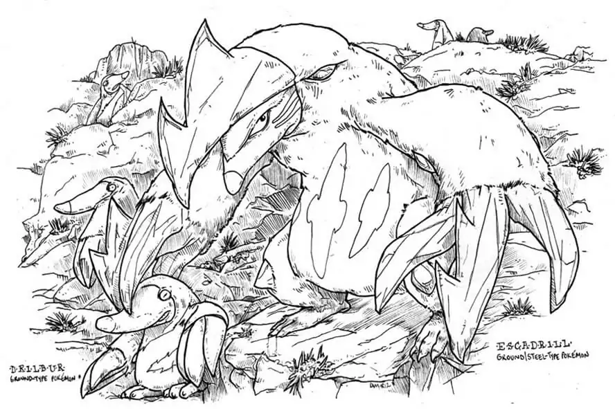 coloring pages excadrill pokemon