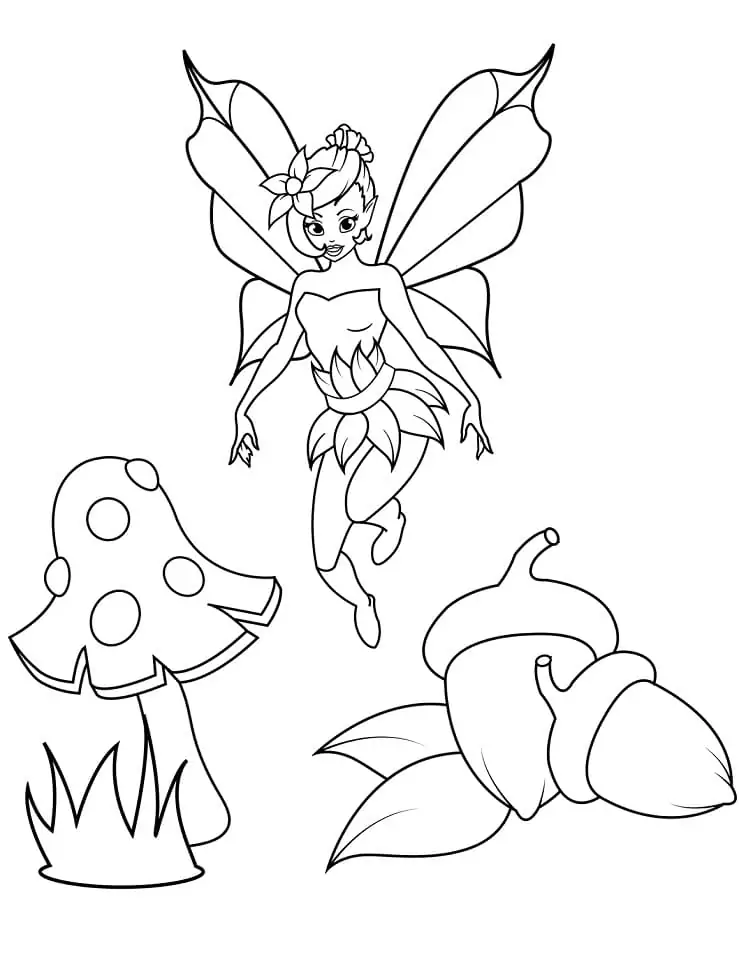 Fairy with Acorns and Mushroom