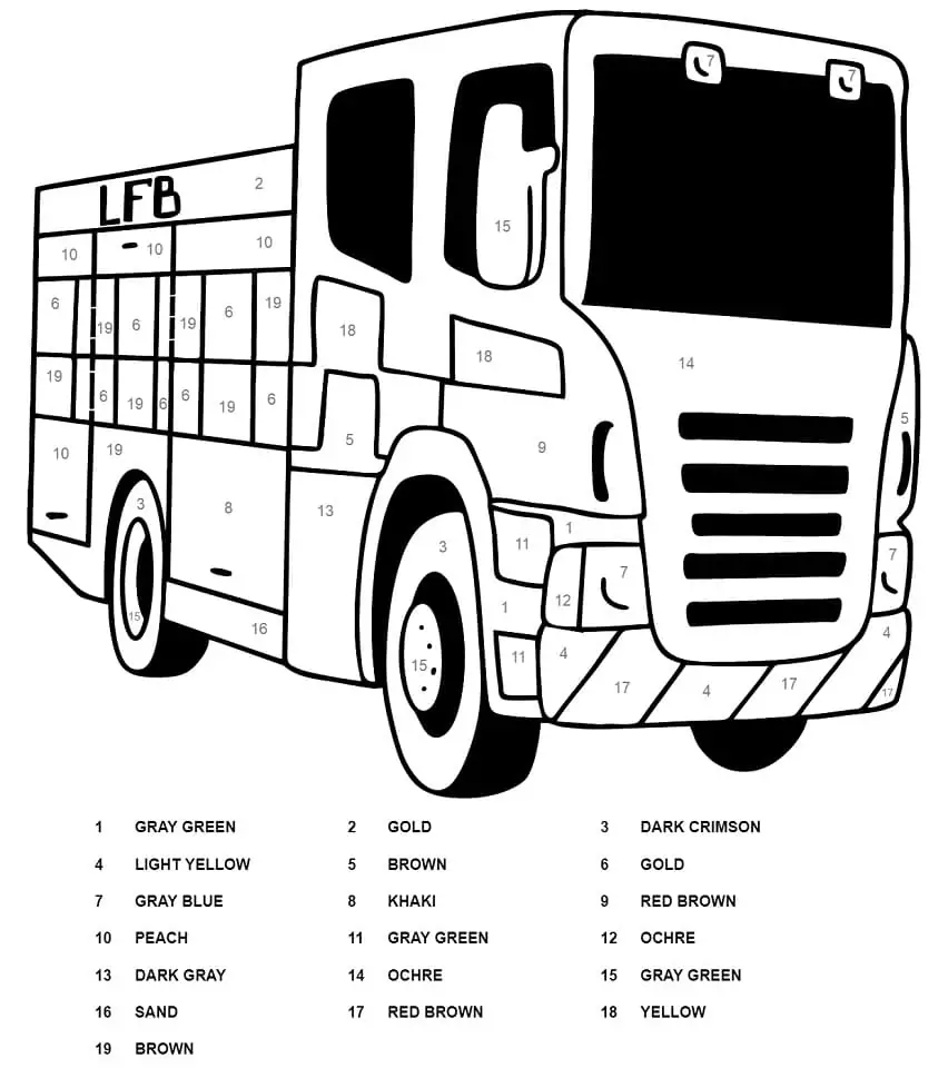 Fire Truck Color by Number