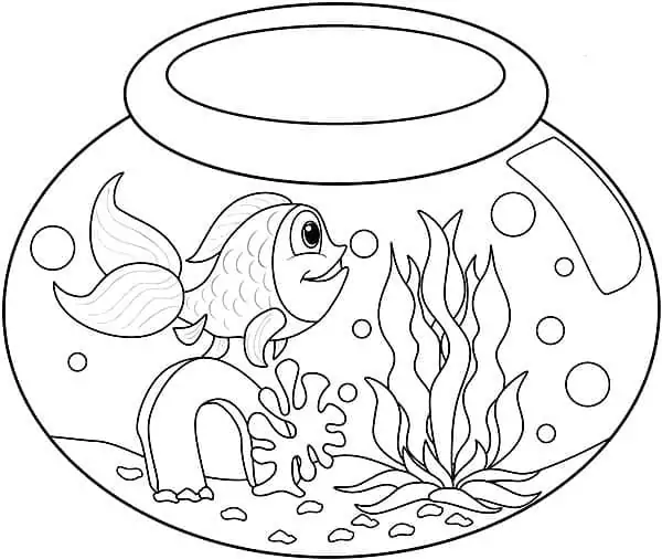 Fish Bowl to Color Coloring Page - Free Printable Coloring Pages for Kids