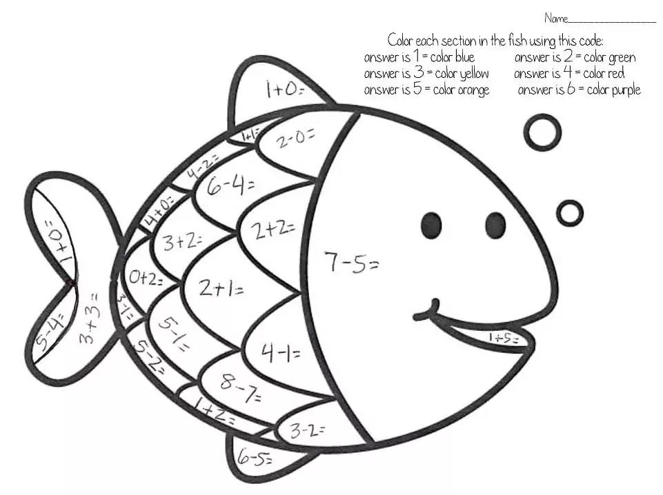 Fish Math Worksheet