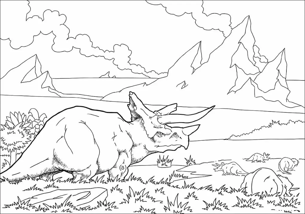 Schwarm von Triceratops