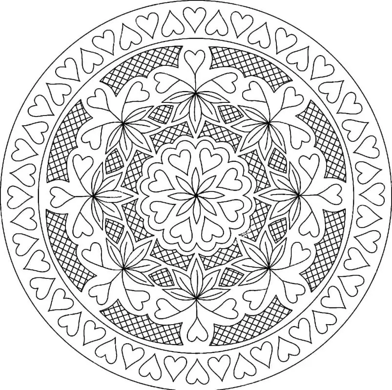 Flower Mandala with Hearts