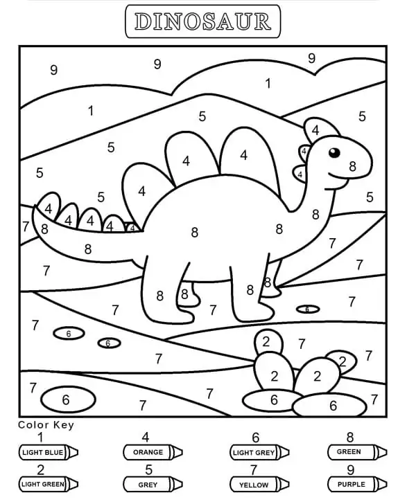 Free Dinosaur Color by Number