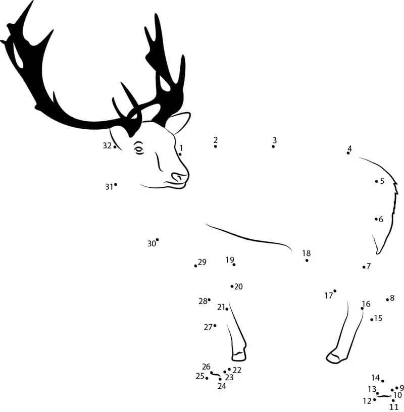 Free Reindeer Dot to Dots