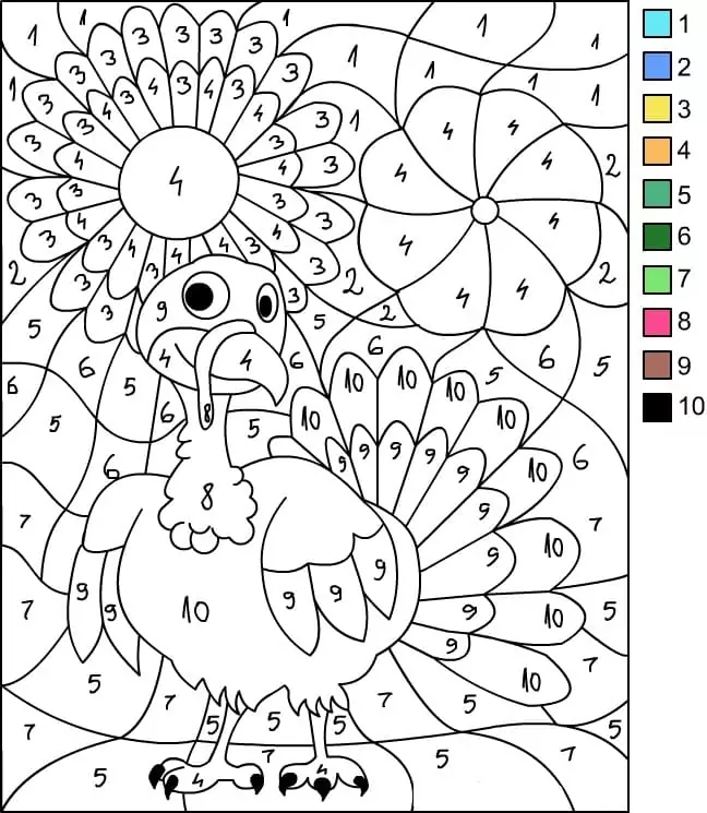 Free Thanksgiving Color by Number