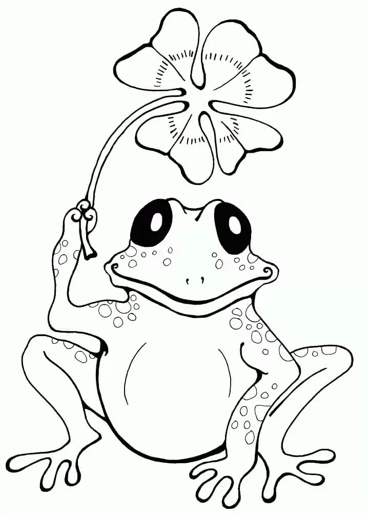 Frosch mit vierblättrigem Kleeblatt