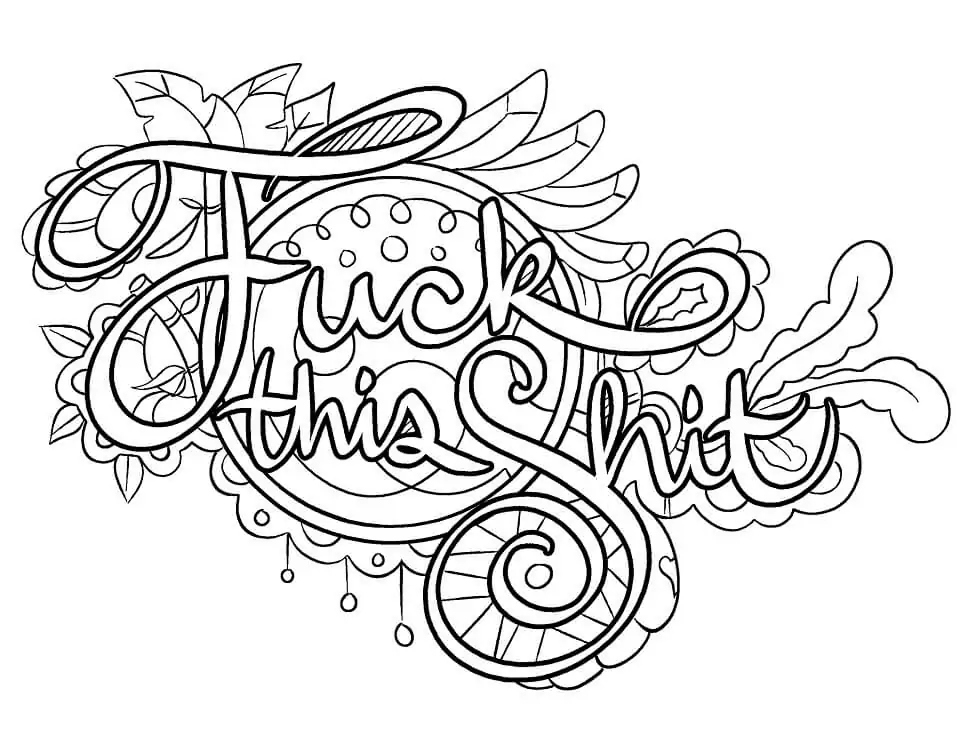 Printable Adult Coloring Book Page: OH SHIT