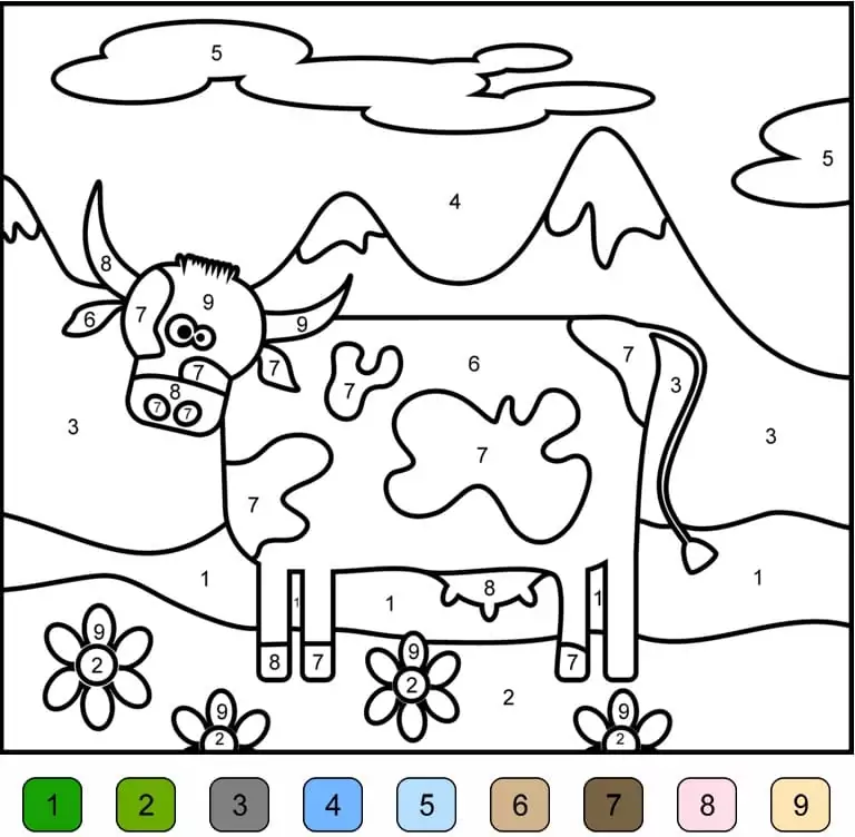 Funny Cow Color by Number