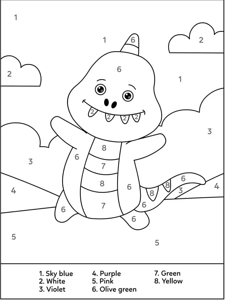Free Dinosaur Color by Number Coloring Page - Free Printable Coloring ...