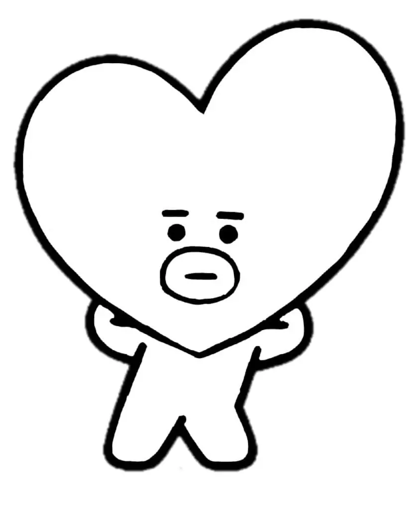 Happy Chimmy BT21 Coloring Page - Free Printable Coloring Pages for Kids