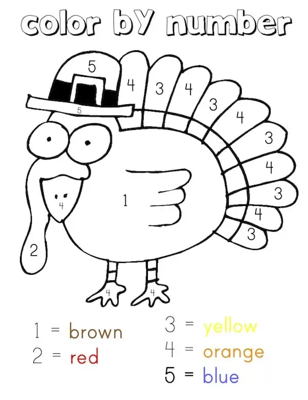 Funny Turkey Color by Number