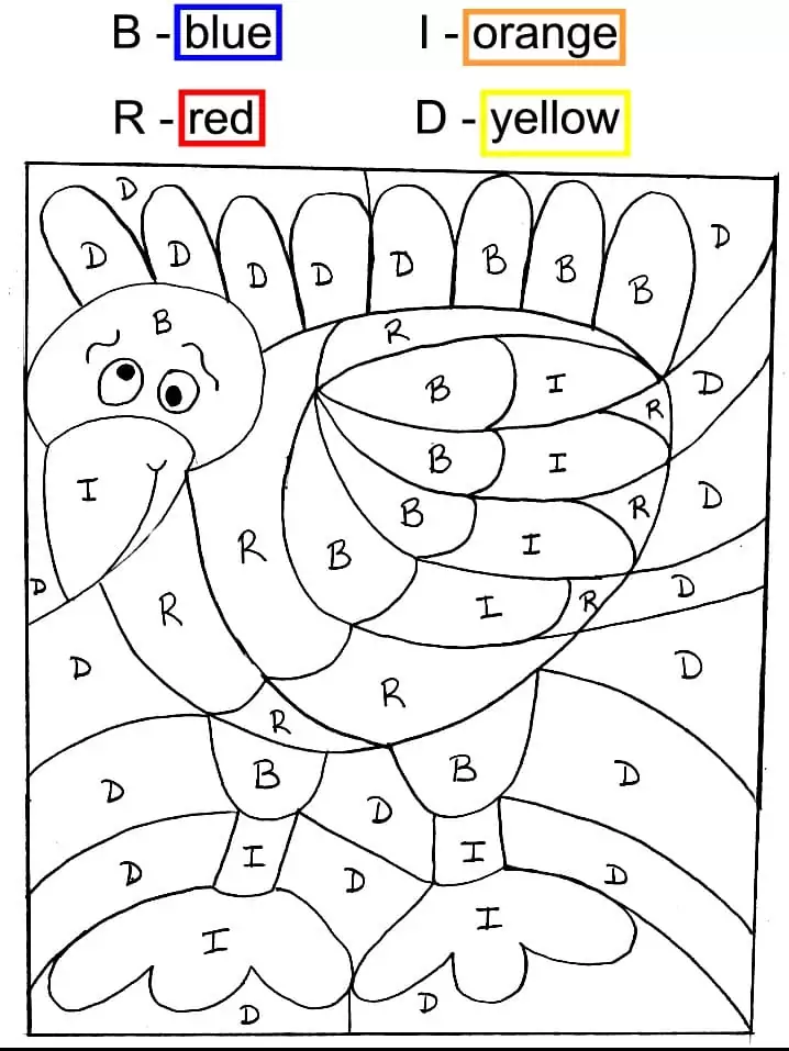 Funny Turkey Thanksgiving Color by Number