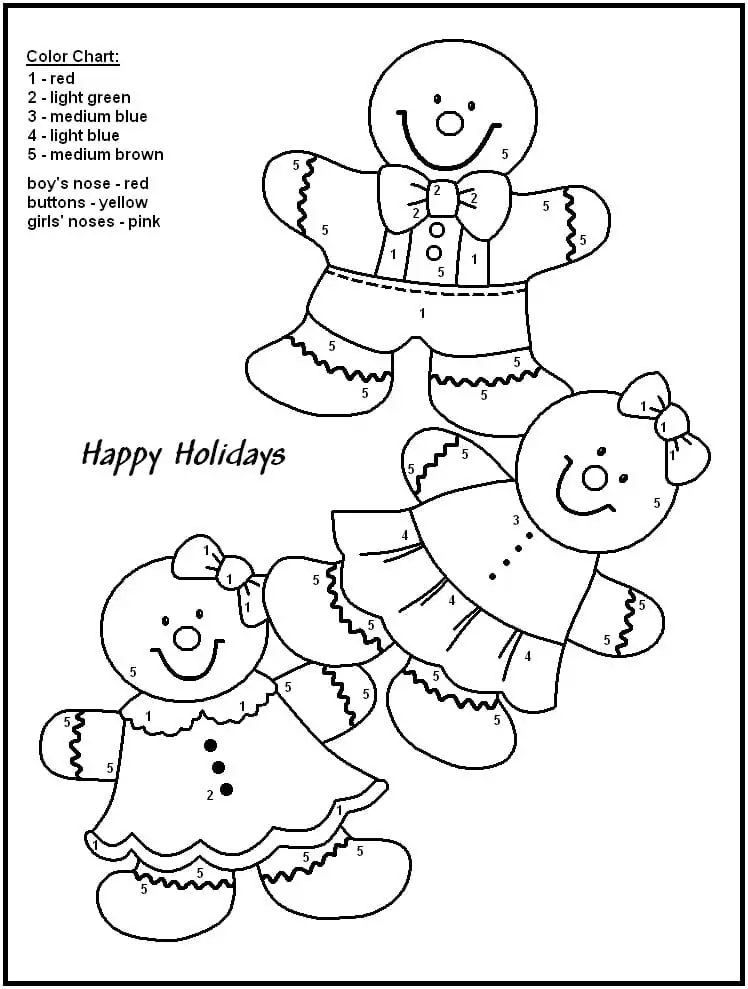 Gingerbread Cookies Color by Number