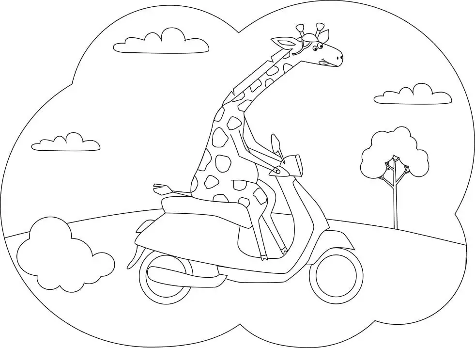 Giraffe Riding Moto